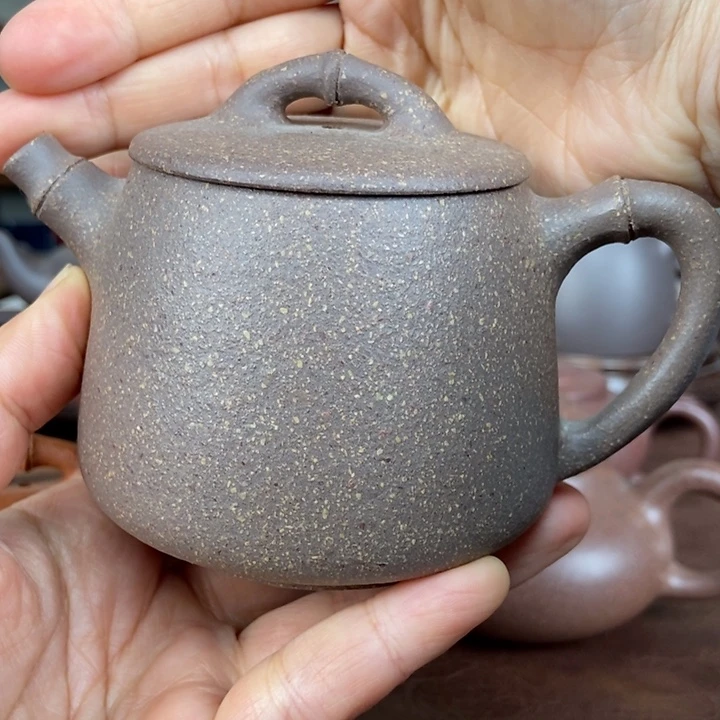 茶壶紫砂青降坡竹节壶微瑕