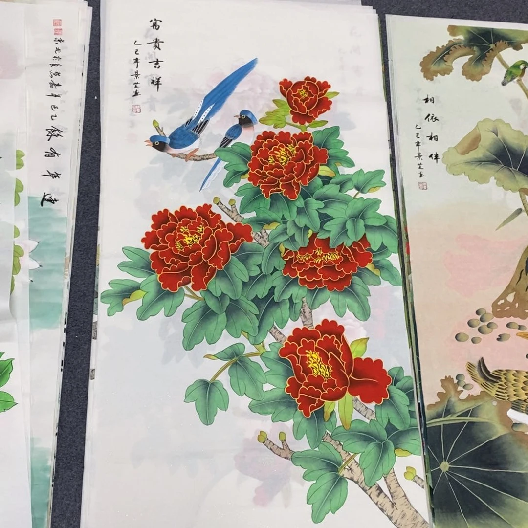 国画尺寸140✖️70四尺工笔手绘画