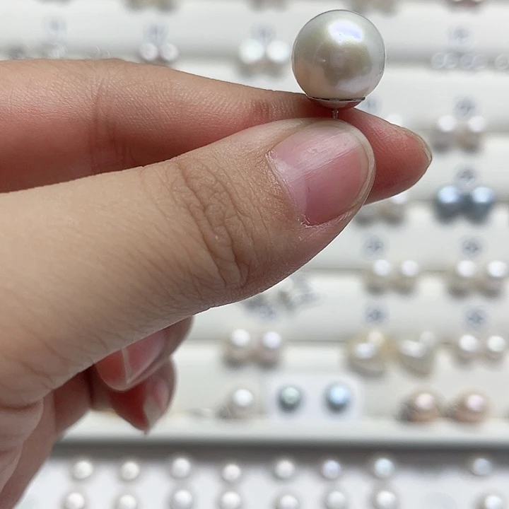 不***间淡水珍珠耳饰银S925镶嵌