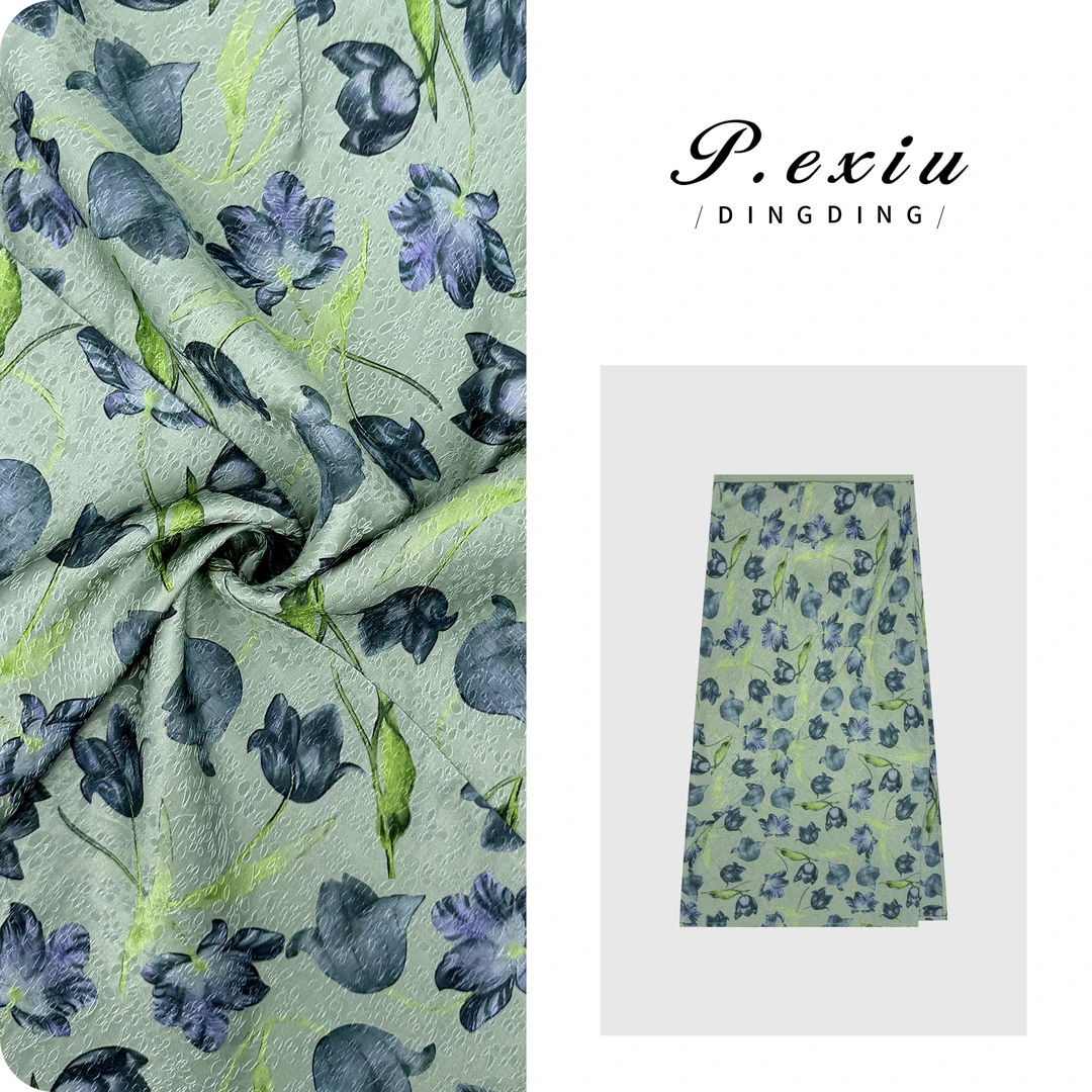 【风铃兰花草】人丝-真丝印花光泽半身裙 W-63091