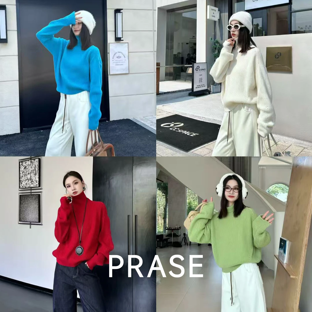 PRASE·噜【纯氧针织】微胖绵羊毛秋冬百搭气质高领套头毛衣PR511S40