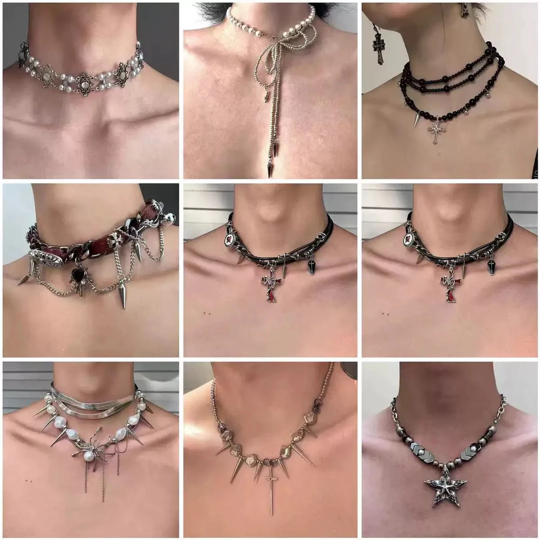 合金项链 重工钉珠钛钢项链直播间专用A001-A100