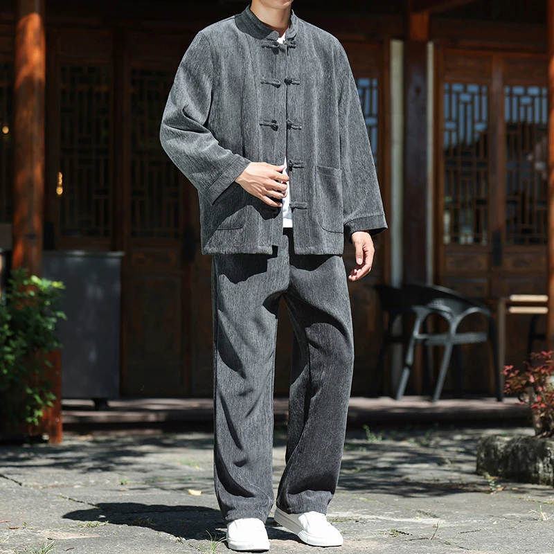 [两件装]中老年爸爸装休闲运动套装2025秋季唐装男款男士冬季外套