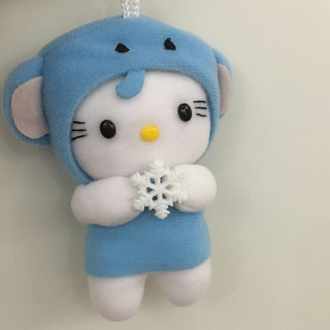 中古大象抱雪花Kitty包包挂件毛绒玩偶挂件包包挂饰