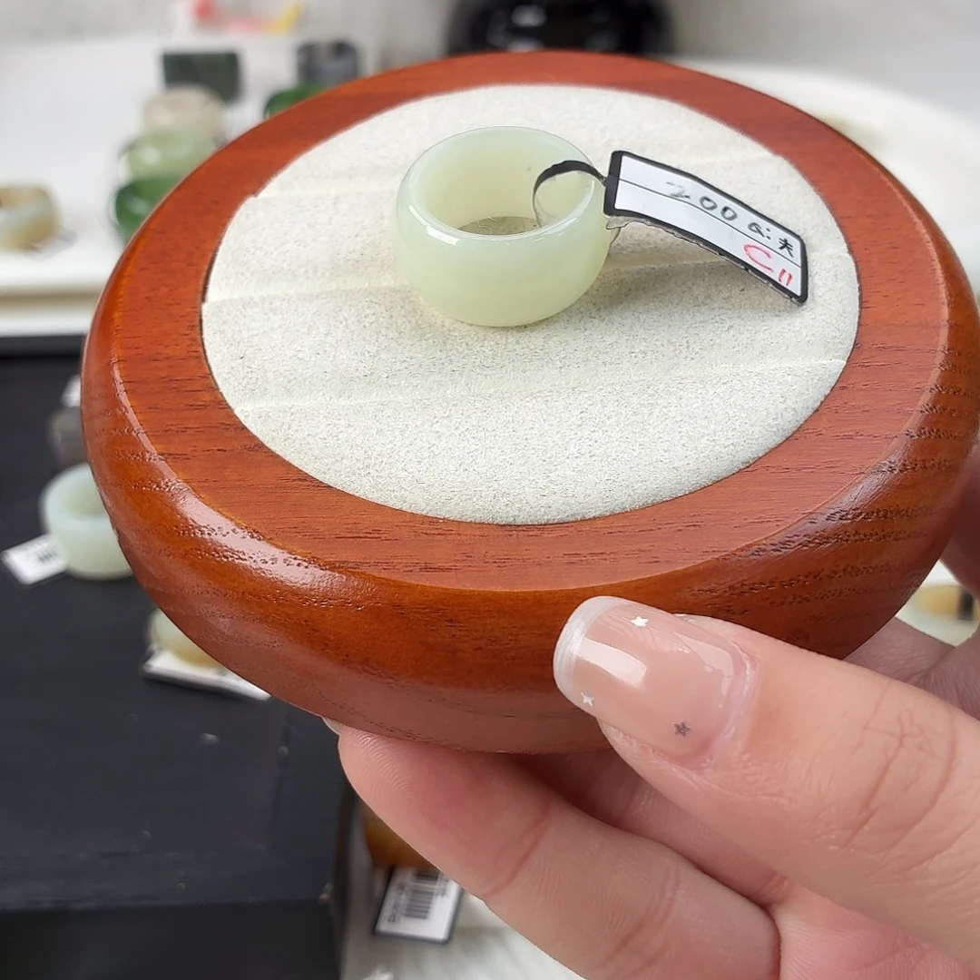 和田玉未镶嵌戒指Q69晴水墩墩内径17.3