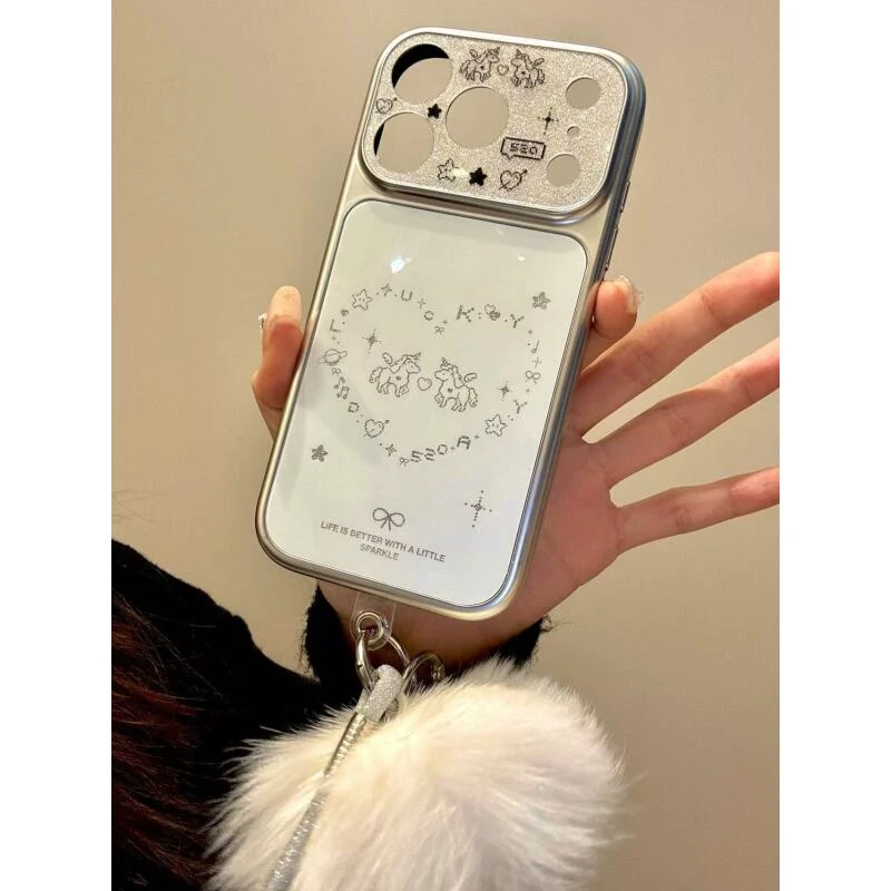 高级感闪粉线条星球天马适用于iphone17pro苹果16pro手机壳新款15