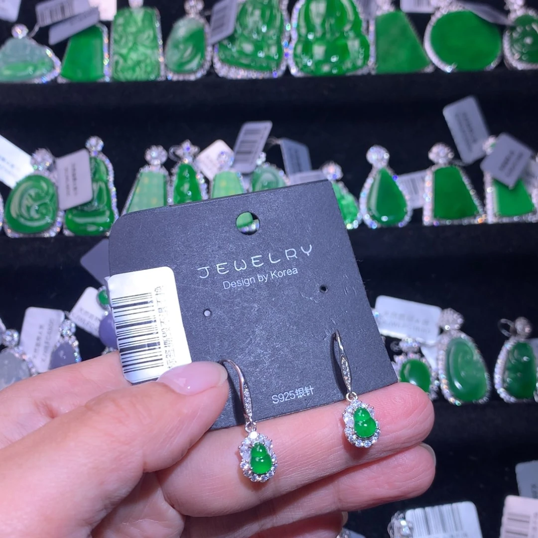 【闪购商品】银S925镶嵌翡翠耳饰