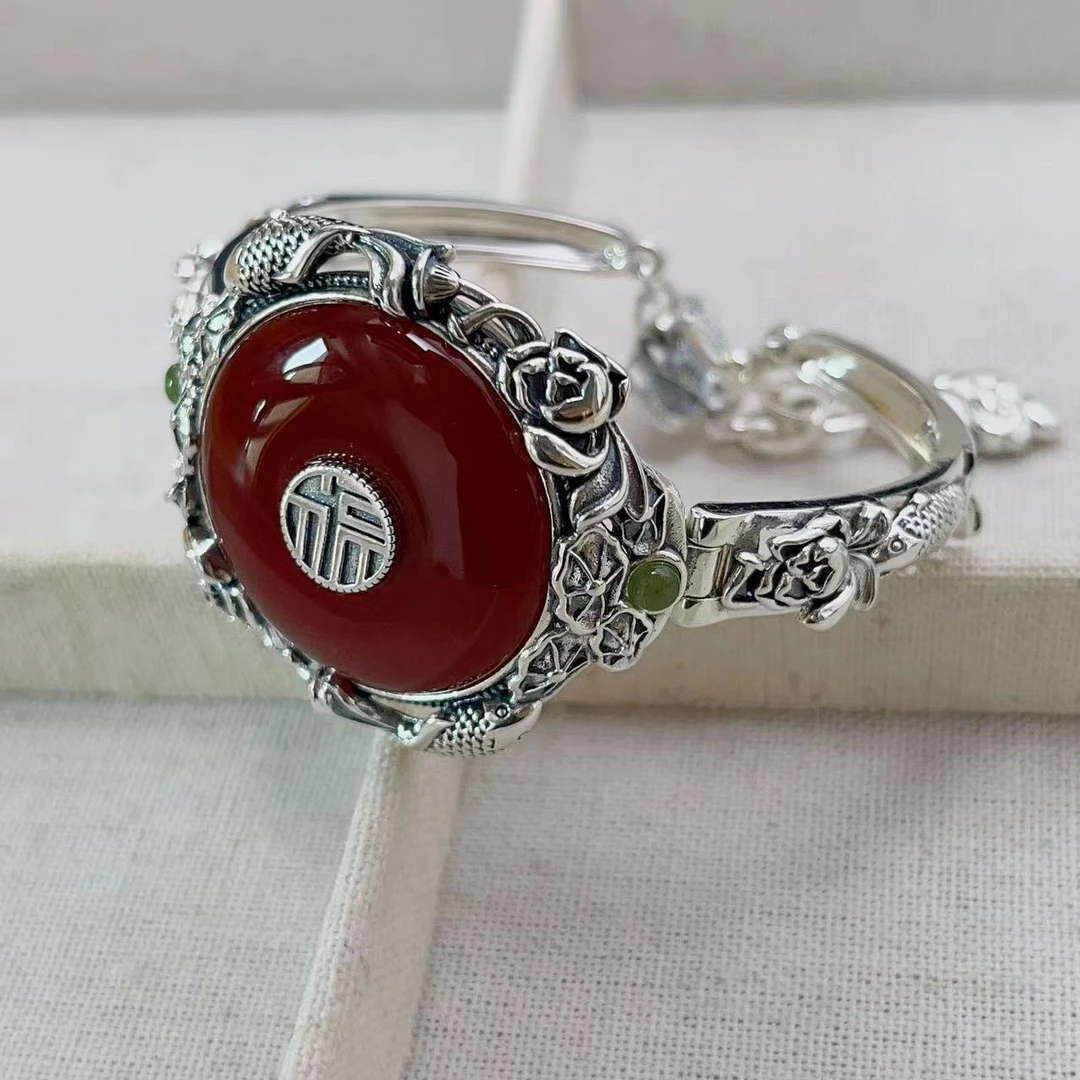 925银手链 已开价直接拍 推荐重工国潮荷塘月色平安扣手链 112223