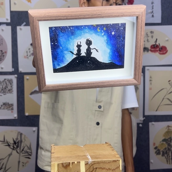 国画纯手绘小王子【15*20】送框