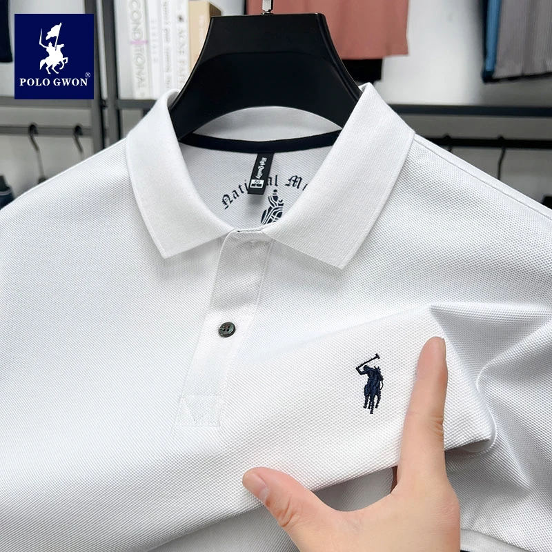 POLOGWON/保罗夏季男士100%纯棉POLO衫商务休闲半袖翻领短袖t恤