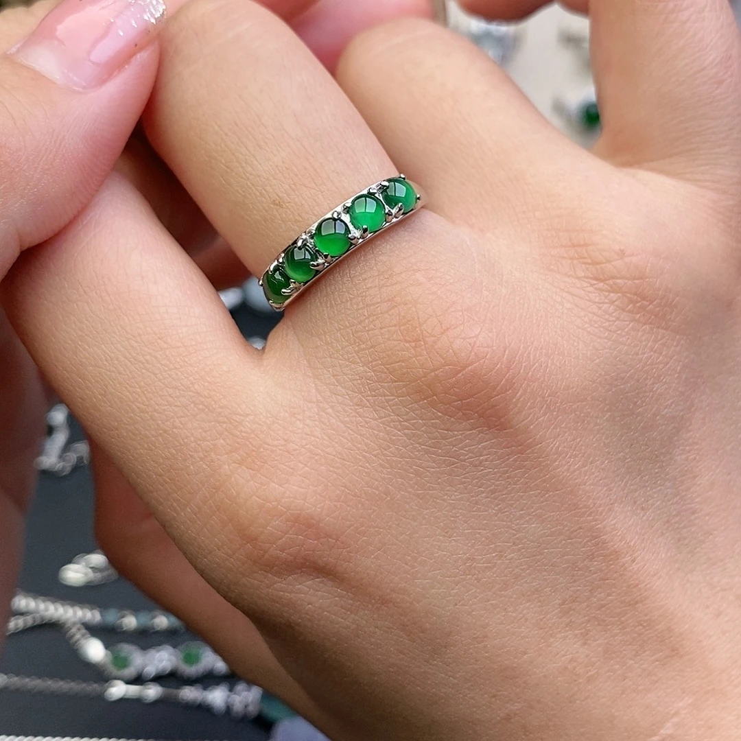 翡翠银S925镶嵌戒指