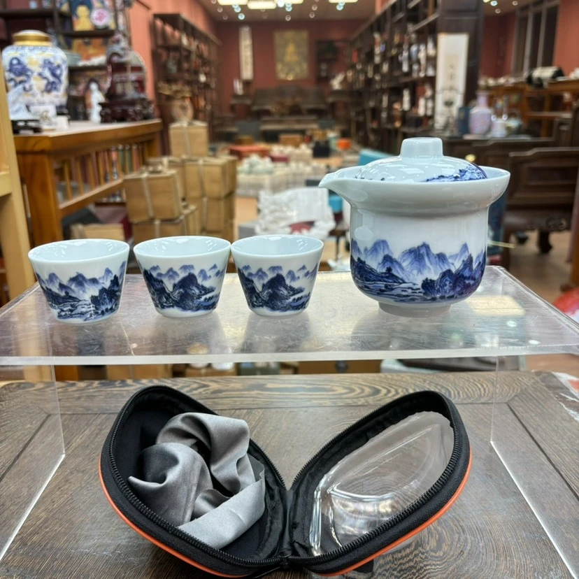 汝窑千里江山陶瓷旅行茶具H41