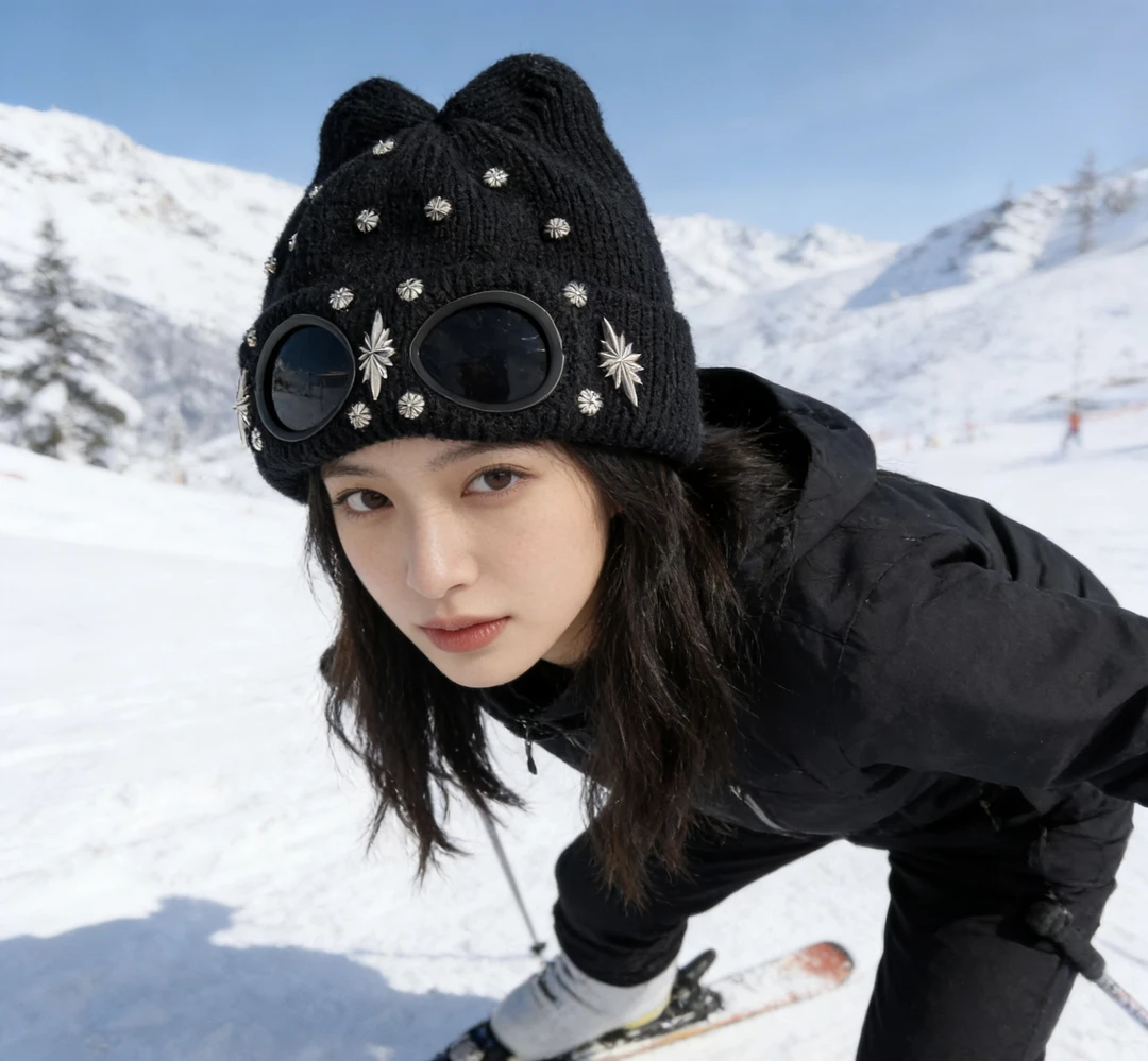 滑雪帽冬包头冬季帽子休闲风百搭针织帽