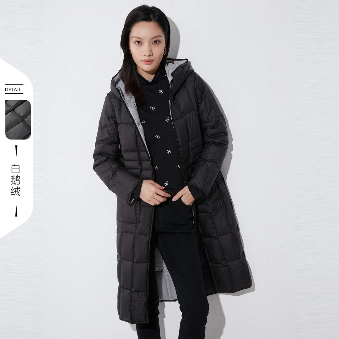【安雅专属】鹅绒连帽女保暖中长款外套秋冬季CR00314W0