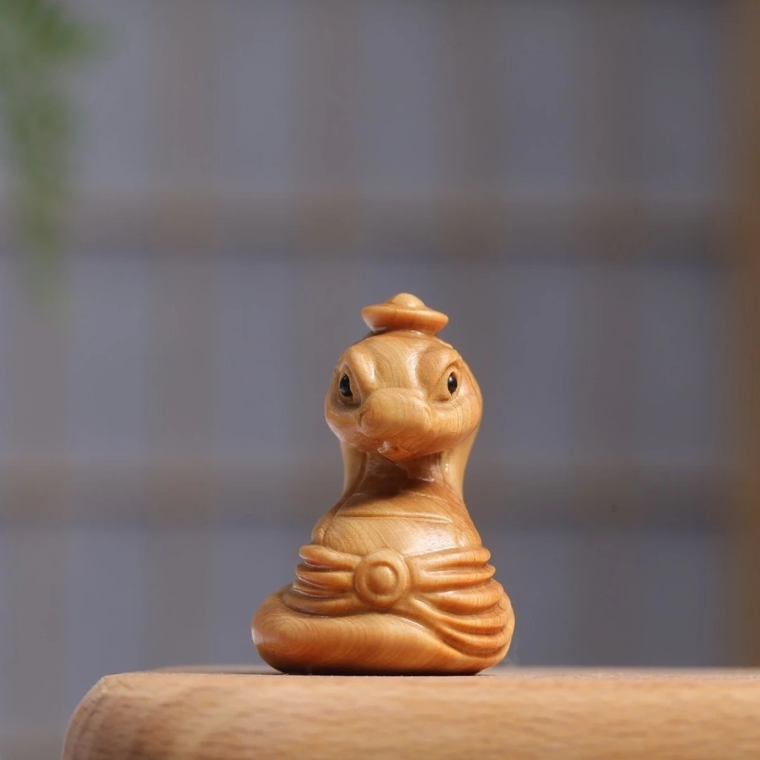 崖柏木蛇年吉祥物宝宝蛇本命蛇年转运蛇可爱生肖蛇手把件挂件摆件