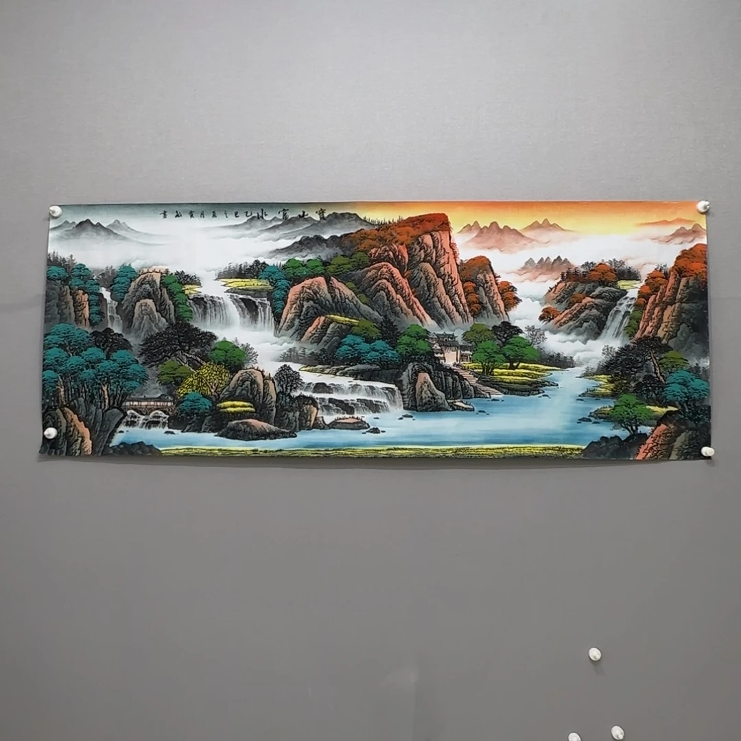 国画横幅六尺精品山水贾敏