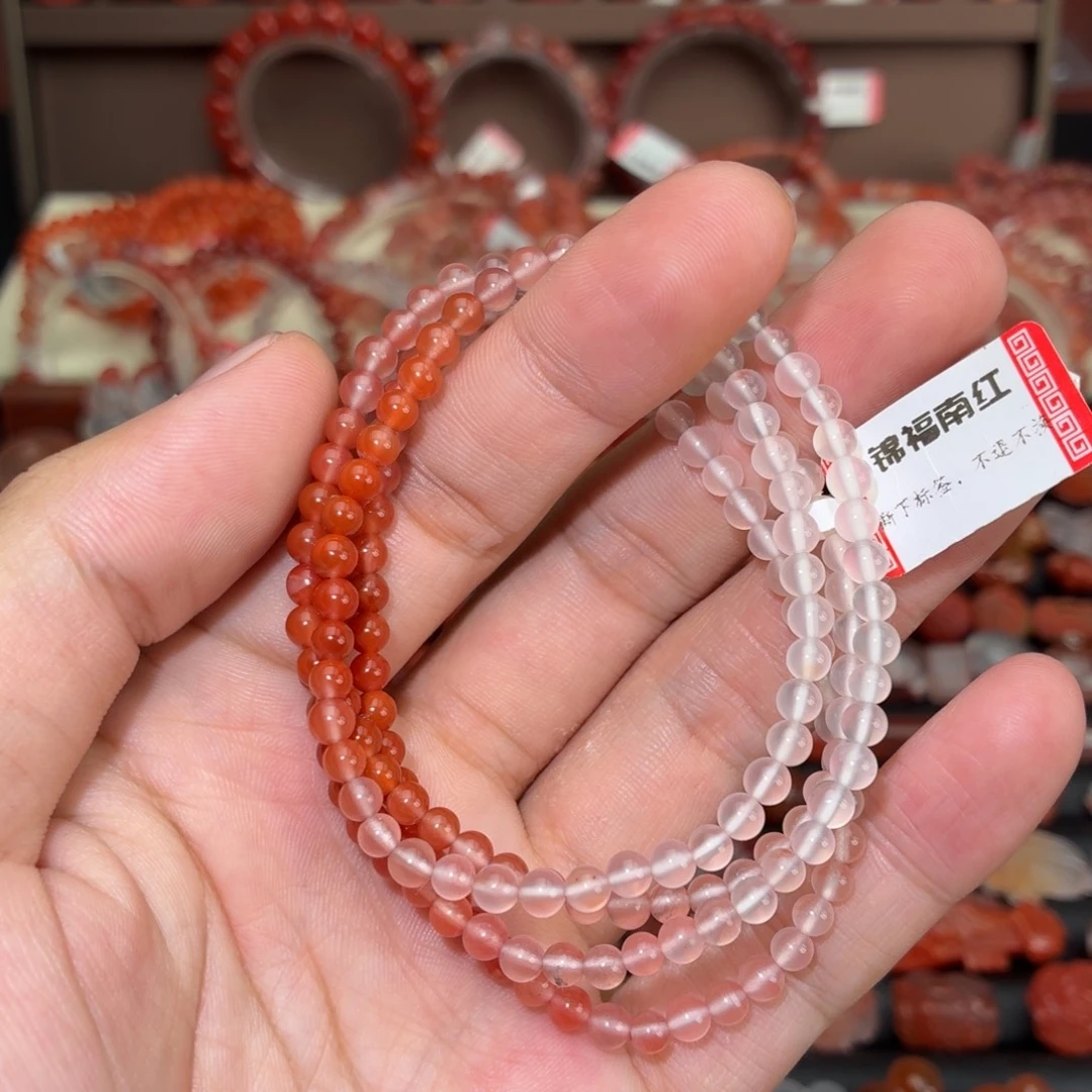 南红玛瑙未镶嵌颈饰渐变色4+多圈