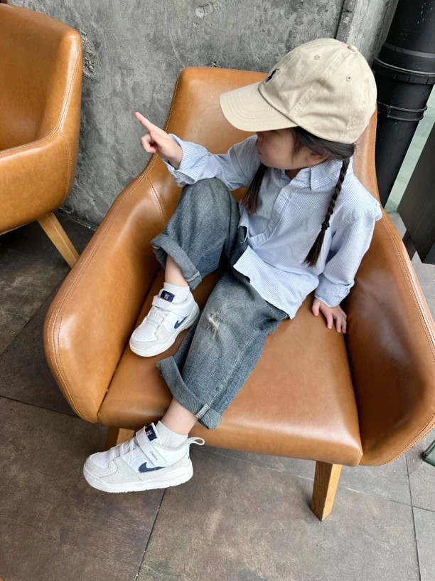 春款儿童牛津纺蓝条纹衬衫