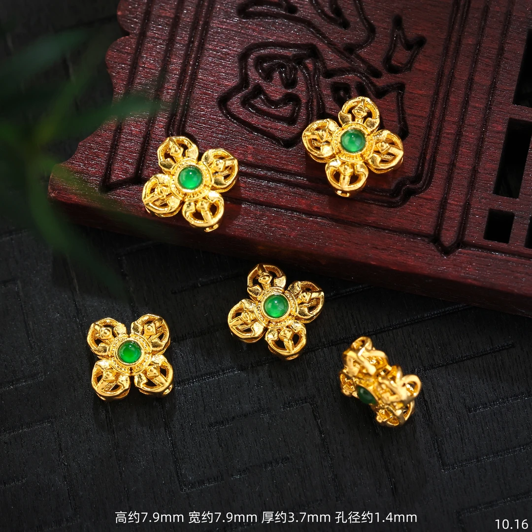 【金豆】升级翡翠杵杵隔珠(非绿色锆.石）‖18K金杵杵中穿隔珠