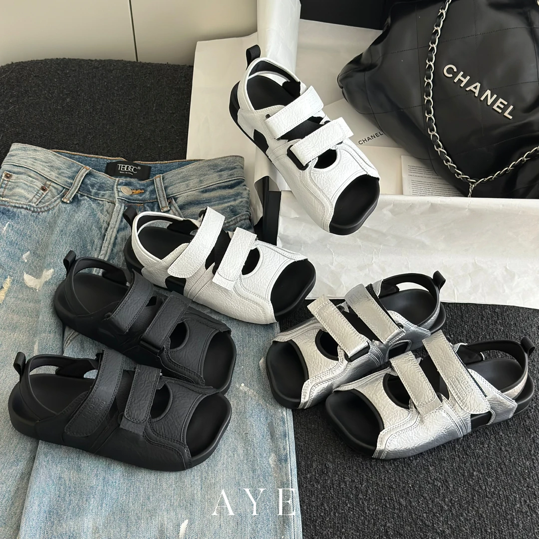 【AYE】25SS｜小众款魔术贴平头时装软底软皮凉鞋