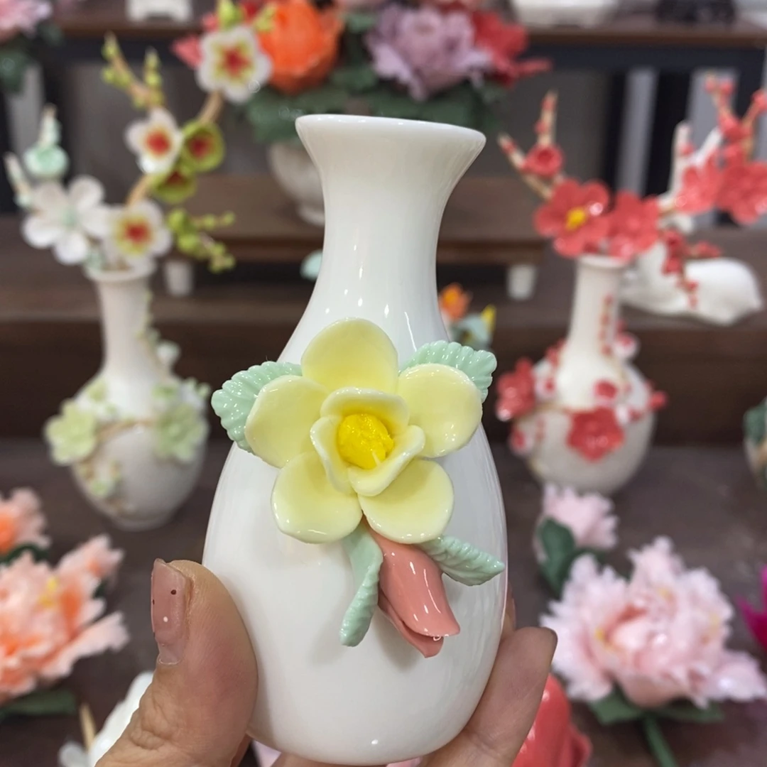 摆件陶瓷手工花摆件