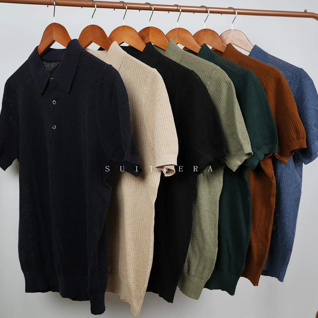 SUIT ERA 男士针织短袖T恤夏季新品POLO衫百搭翻领休闲经典老钱风