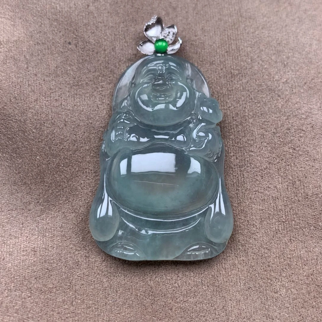 翡翠18K金镶嵌颈饰缅甸翡翠A货