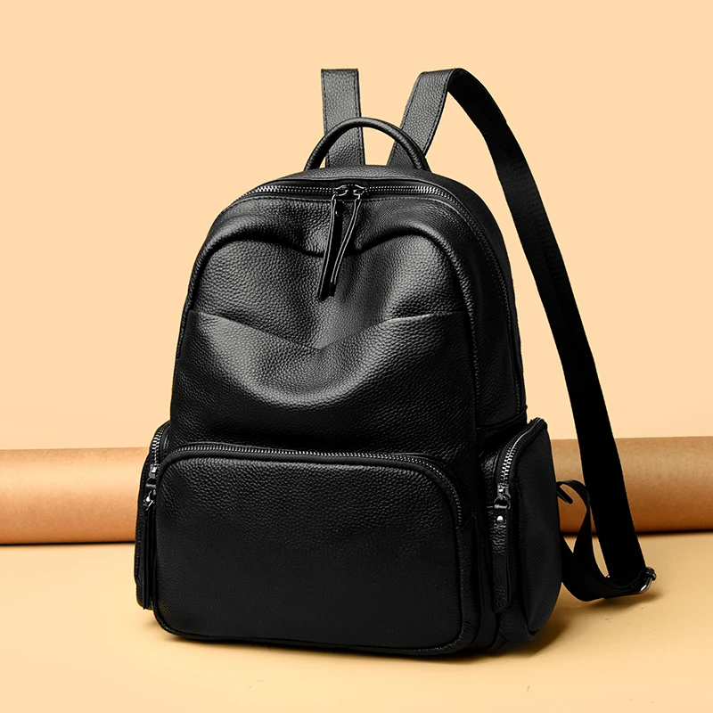 玫瑰袋鼠双肩包女真皮2025新款时尚女士妈妈逛街旅行牛皮背包软皮