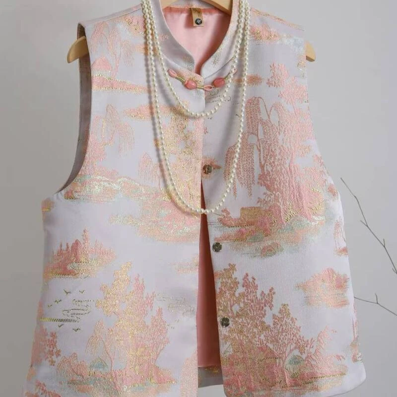 九七【烟波柳】春季新款国风提花显瘦马甲2024D0260