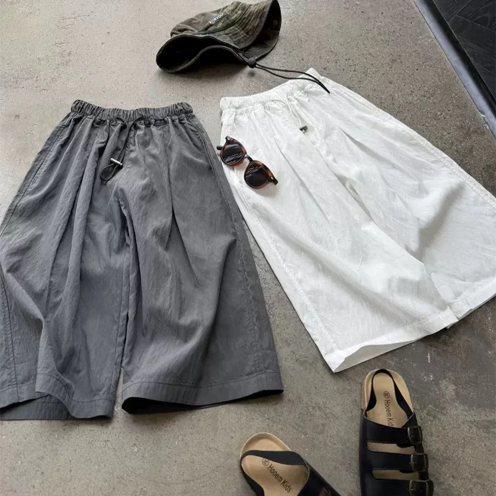水洗皱感儿童夏季轻薄凉爽防晒裤长裤男童女童美式宽松直筒防蚊裤