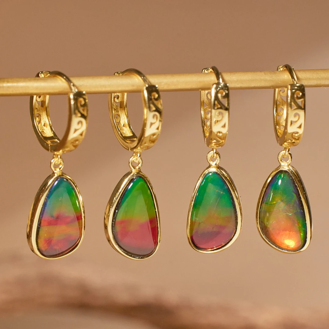 非遗好物分享【歪歪】斑彩石随形耳饰（李居明）（多样性发一)XB-E4732