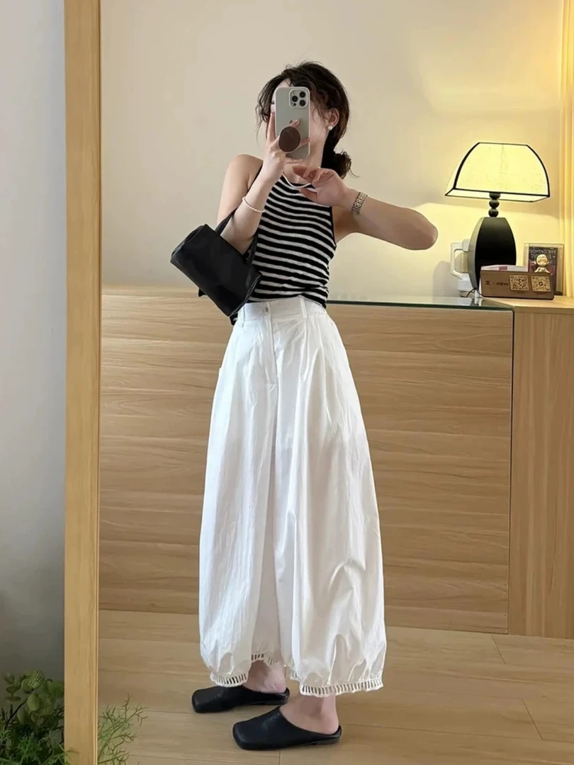 上衣套装裤子百搭宽松小个子夏季休闲气质复古套装显瘦白色高腰