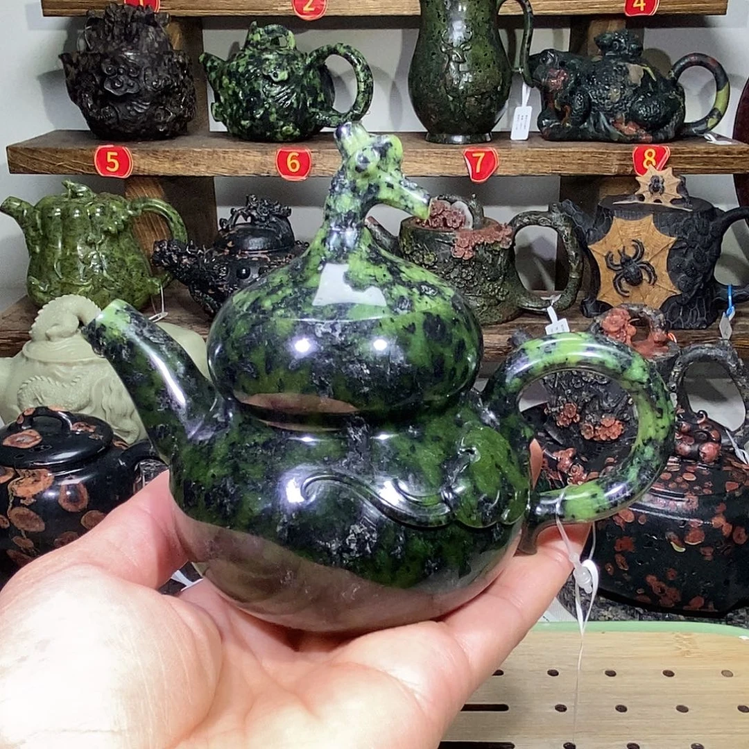 蛇纹石玉藏玉葫芦壶190cc