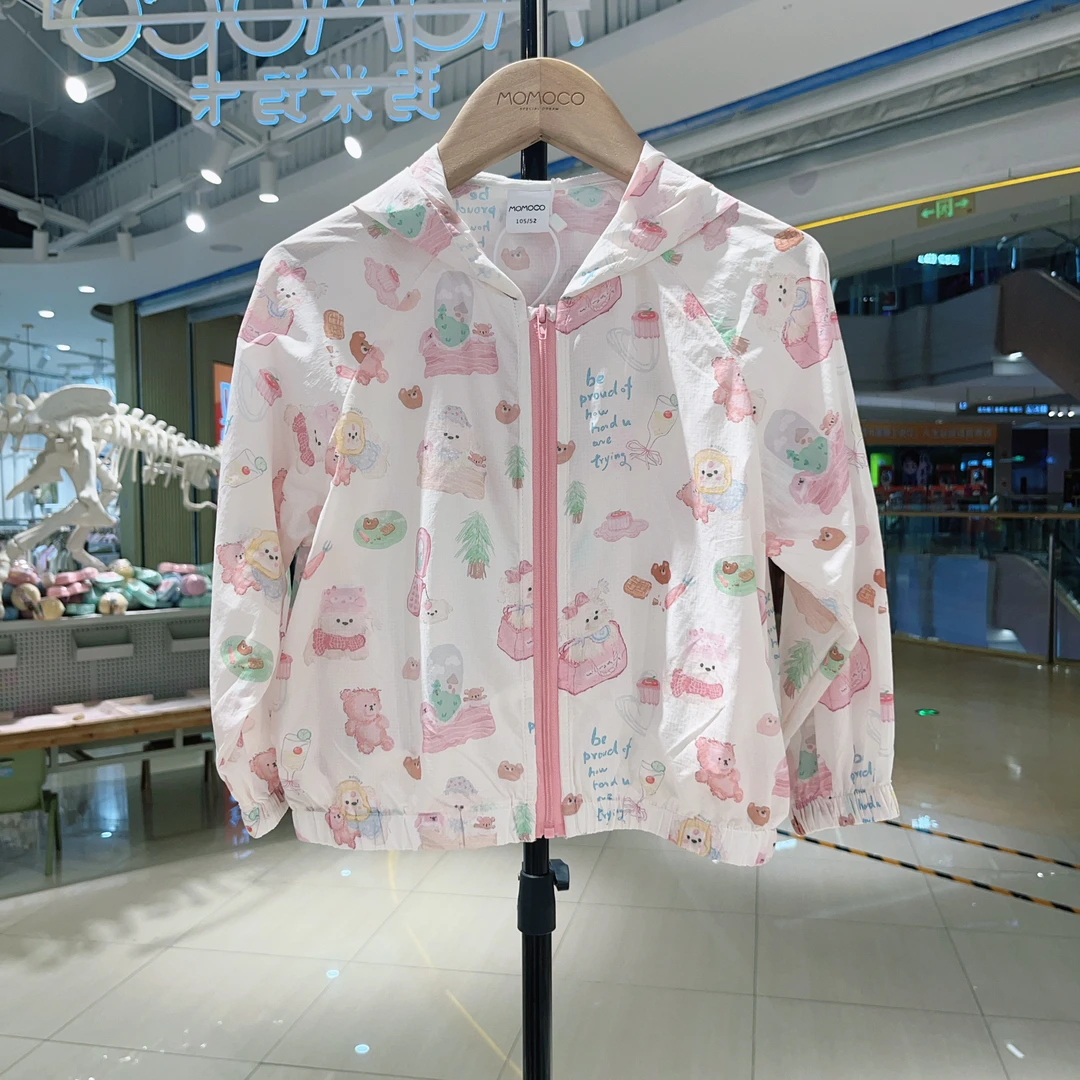 MOMOCO女童春季欧若风蝴蝶娃娃领结甜美印花外套77630107003