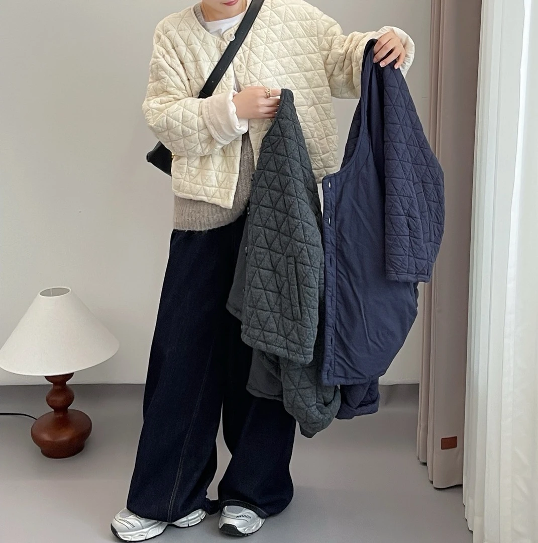FUJIA STYLE新款气质休闲百搭时尚圆领简约复古棉衣M289