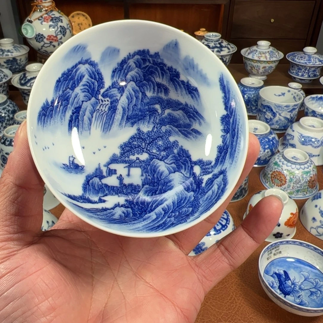 好***有青花山水大普洱杯