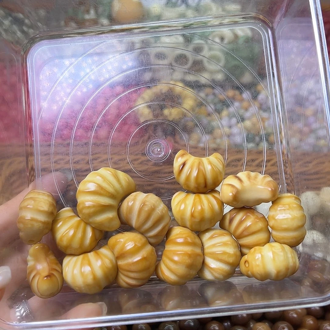 Y****菩提根/象牙果手串瑕疵炭烤牛角包15颗有裂