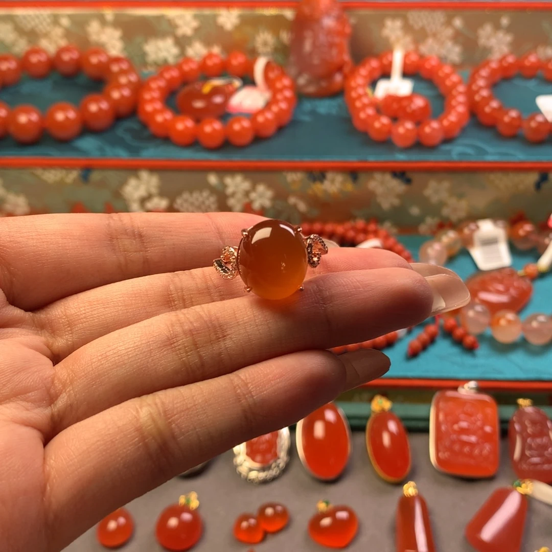 南红玛瑙合金戒指
