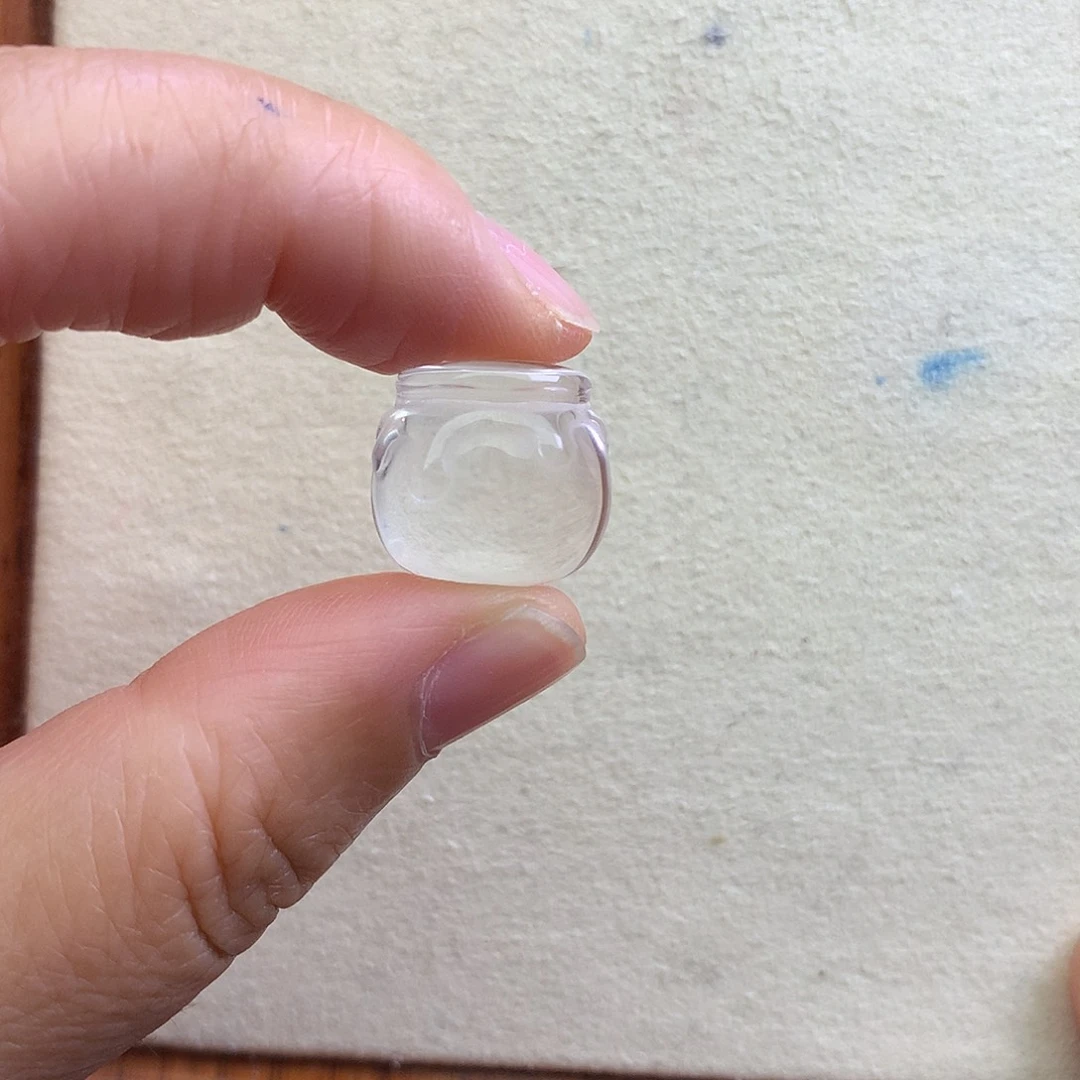 水晶颈饰未镶嵌天然白水晶蜜罐雕刻件