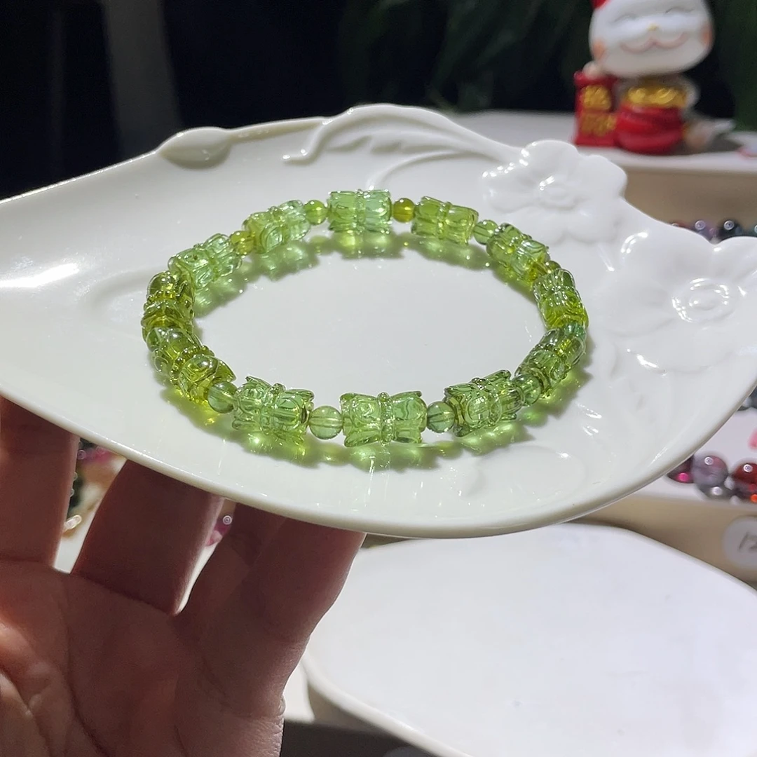 未镶嵌手链碧玺福利款绿莲花雕刻件高净体