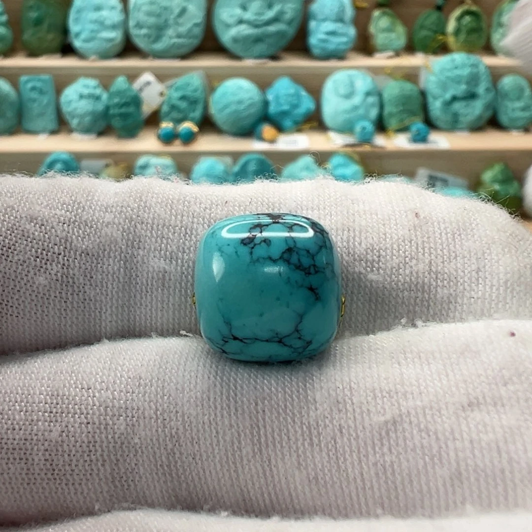 未镶嵌绿松石老型珠12.5x12mm平****车