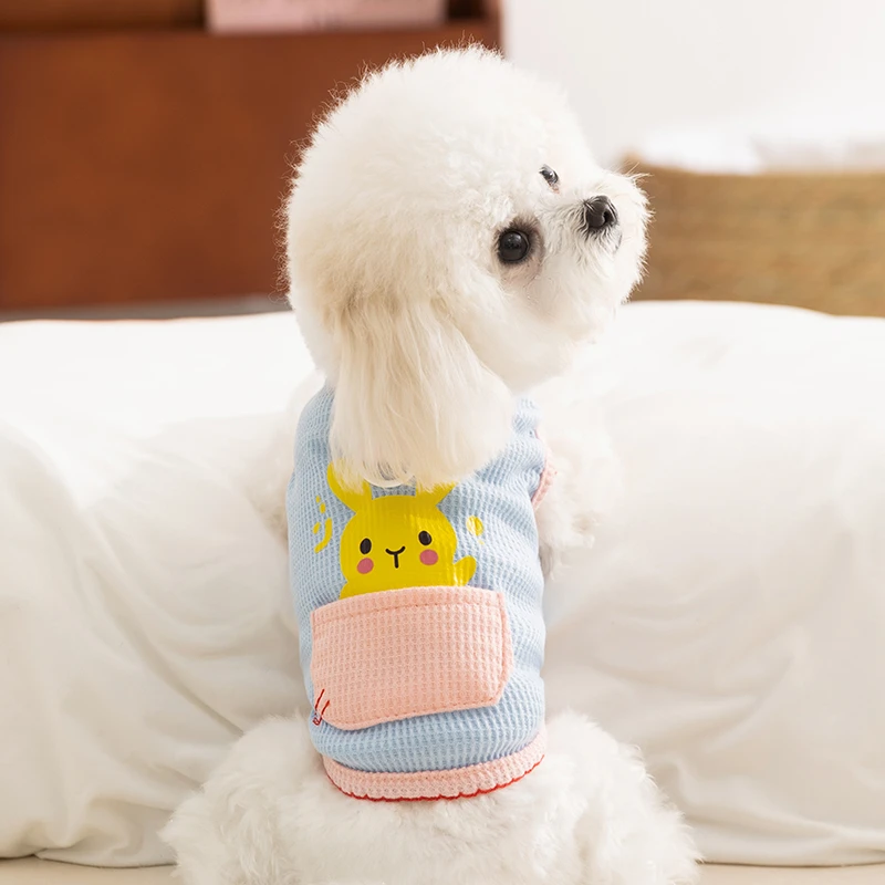 嬉皮狗—春夏季狗狗卡通印花口袋自带牵引背心猫薄款透气宠物服495