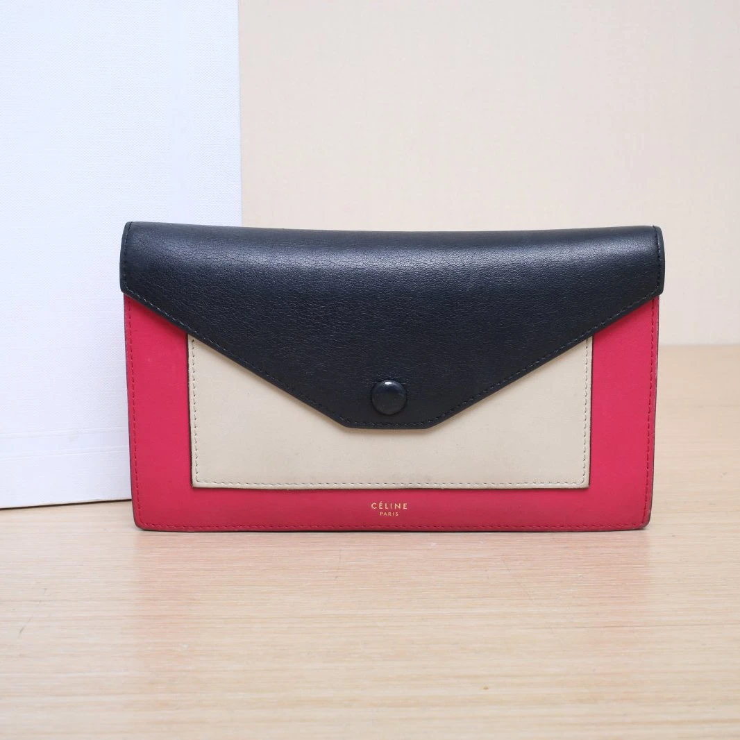 95新 Celine/思琳 小花Jerry活动拼色 手拿包 长款钱包 两用