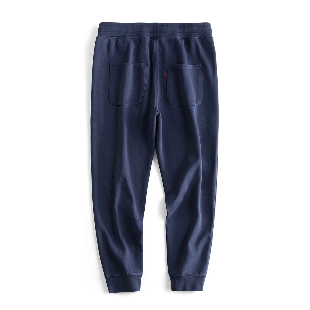 秋冬高端藏青色卫裤男士九分加绒不掉色休闲裤厚克个裤长