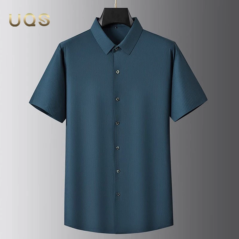 2025夏季上新男士纯色衬衫商务休闲简约时尚翻领百搭干爽舒适短袖