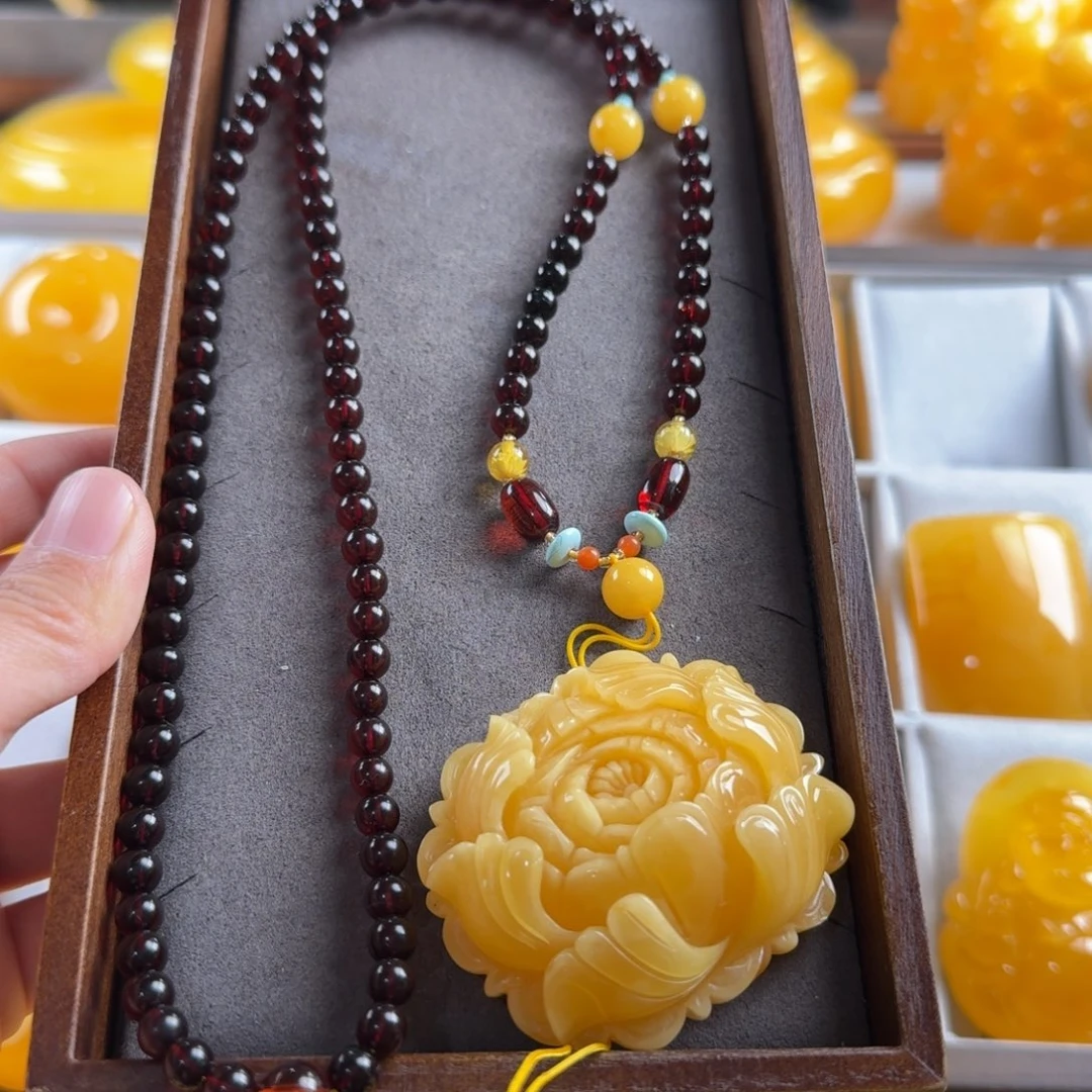 蜜蜡毛衣链未镶嵌龙*