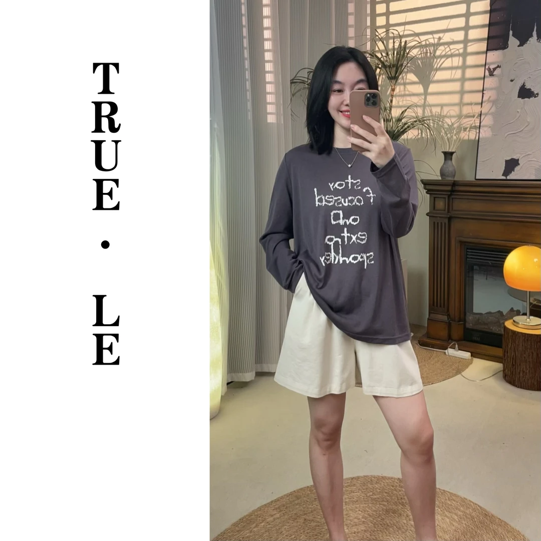 True·Le｜“美式随性风●凉感天.丝雪花棉”字母防晒罩衫3535