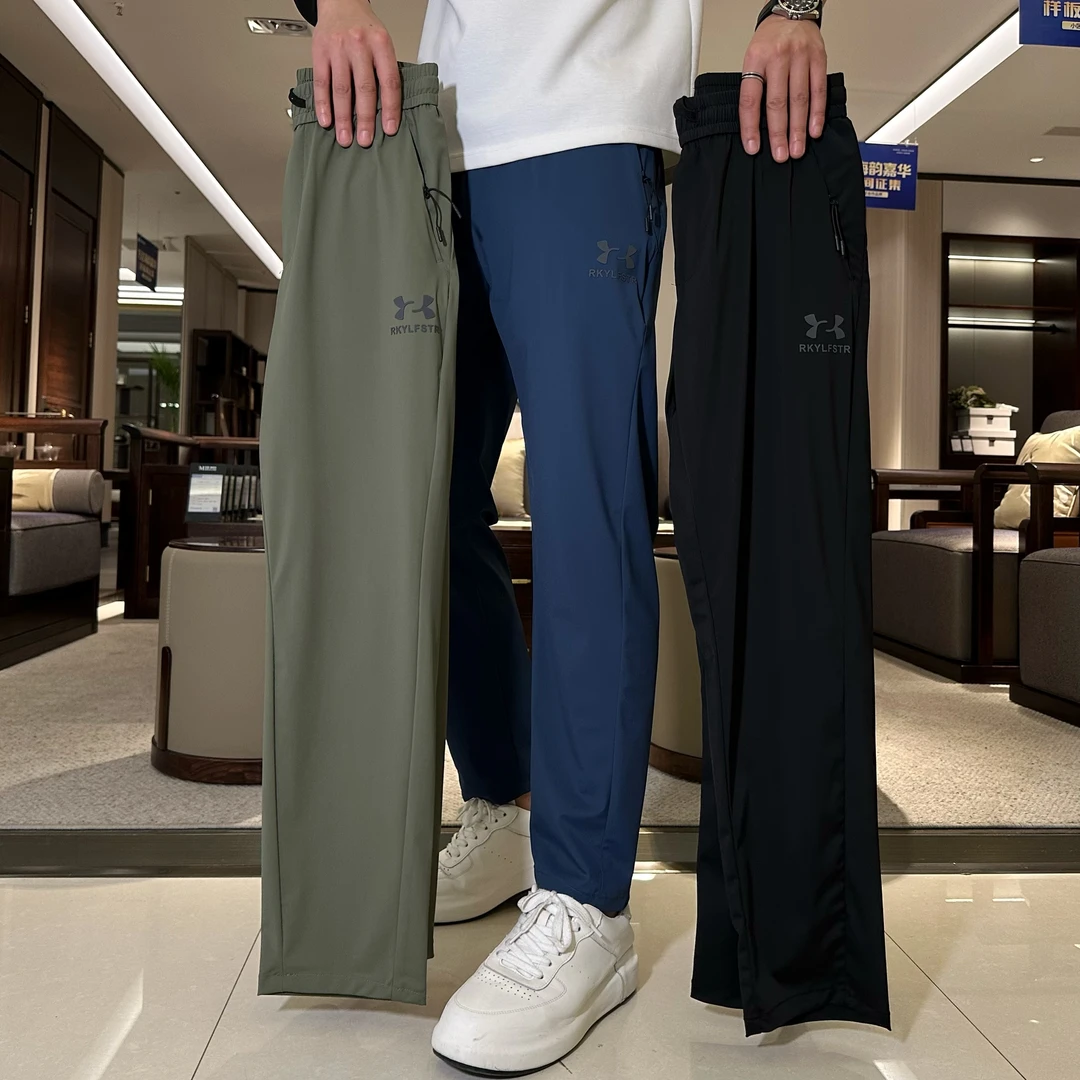 夏季男士时尚薄款清凉透气修身运动裤速干裤户外弹力百搭休闲裤