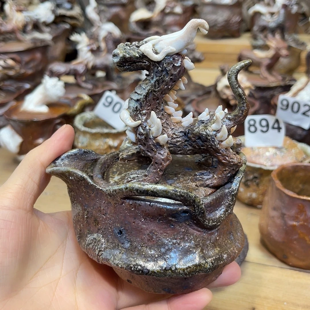 杯柴烧粗陶手捏宝瓶