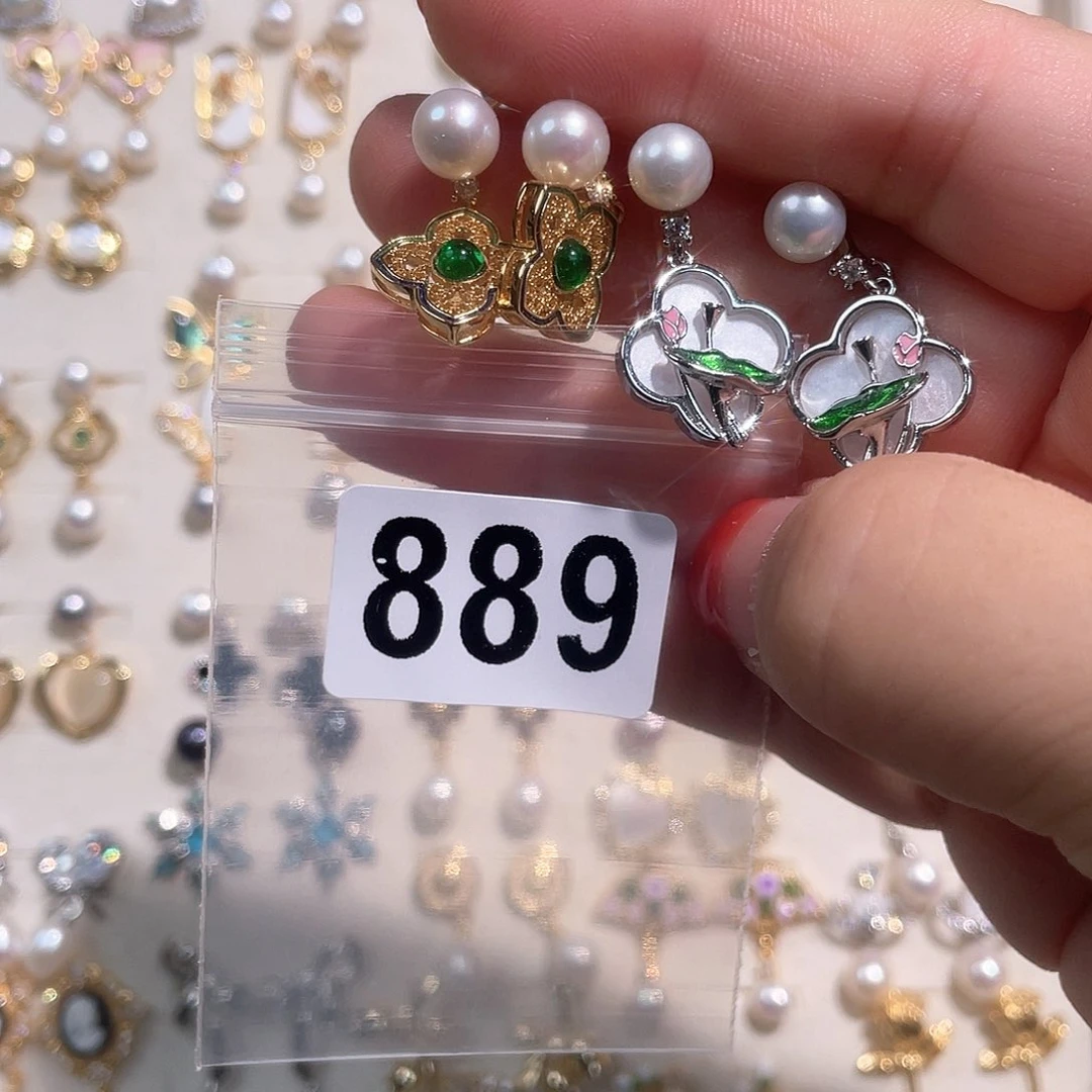 合金淡水珍珠耳饰蔚*